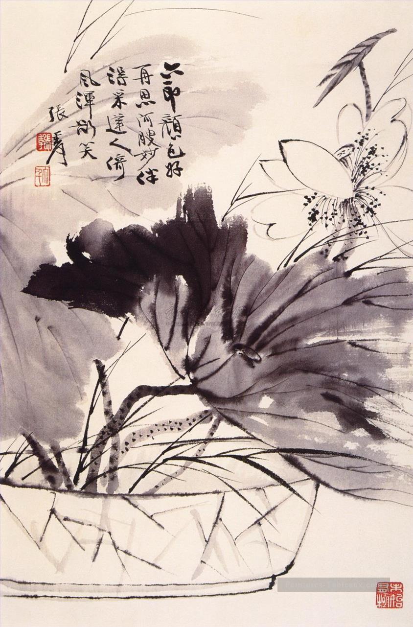 Chang dai chien lotus 23 old China ink Peintures à l'huile
